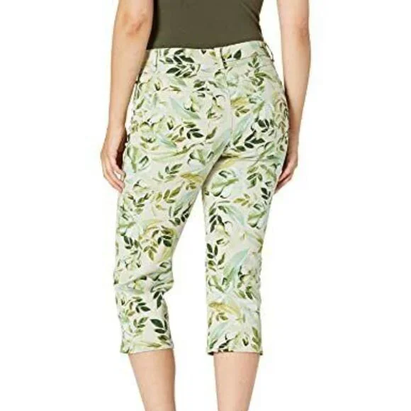 NWT Gloria Vanderbilt Amanda Capri Jeans in Stonewood & Palm Jungle Print Sz 12 - Picture 8 of 14